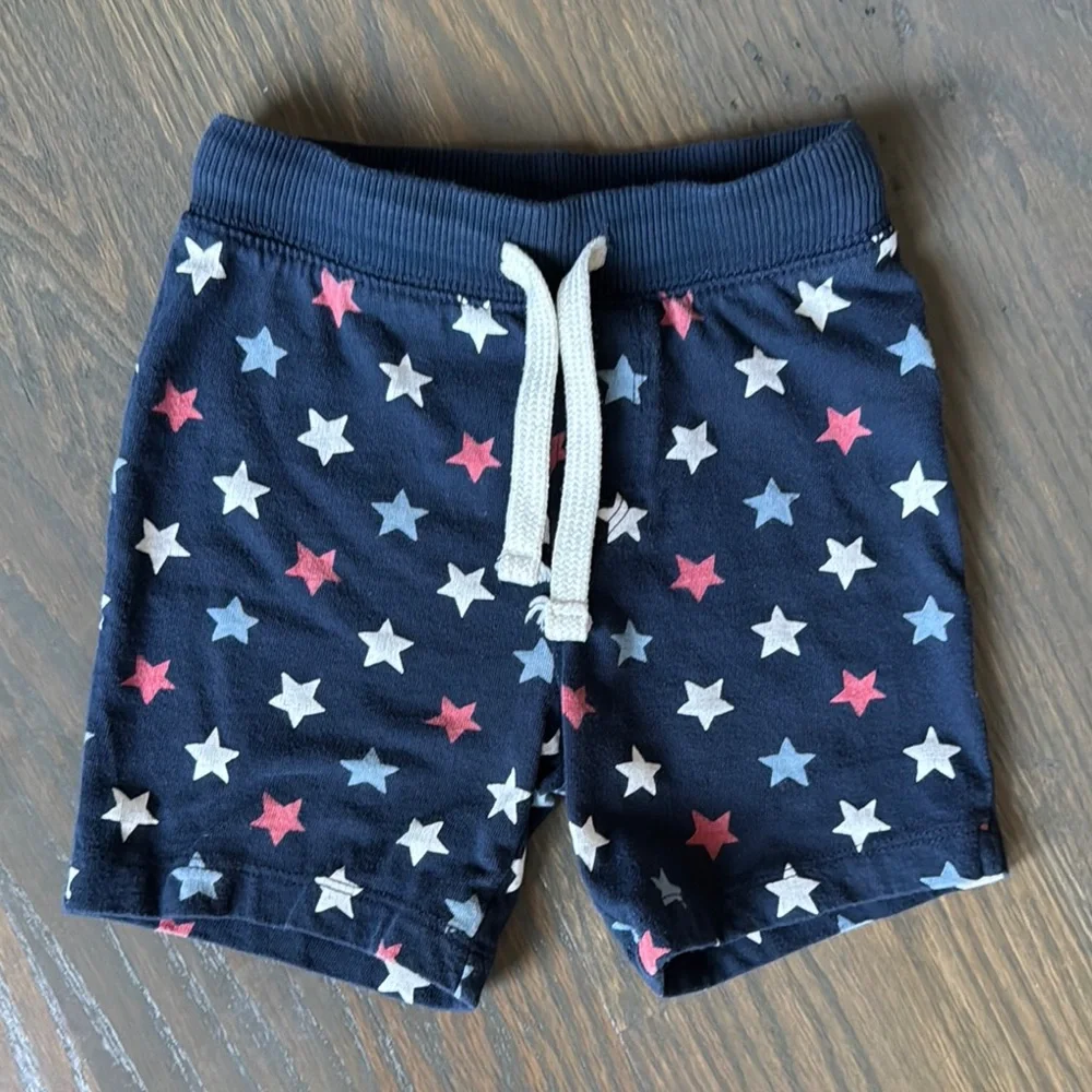 Old Navy 🇺🇸 Light Gray/Americana Print Functional Drawstring Pull-On Short Set